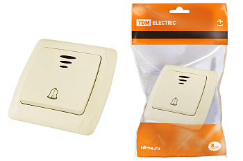 TDM Кнопка звонковая с подсветкой 6А сл. кость "Онега" SQ1805-0037