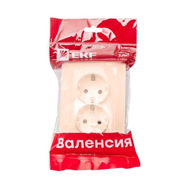 Купить EKF PROxima Валенсия розетка 2-местная с/з 16А кремовая с защ. штор.