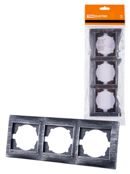 TDM Рамка 3-х постовая горизонтальная старинное серебро "Лама" SQ1815-0681