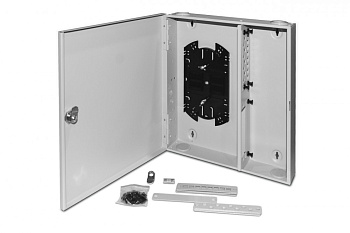 Hyperline FO-WBX-4xSLT-W140H42-32UN-GY Бокс оптический универсальный настенный, от 8 до 32 портов (SC, duplex LC, ST, FC), со сплайс пластиной, без пи 250442