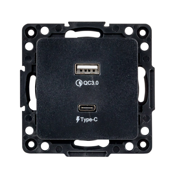 Купить EKF PROxima Стокгольм Черный Розетка с 2USB type A+C