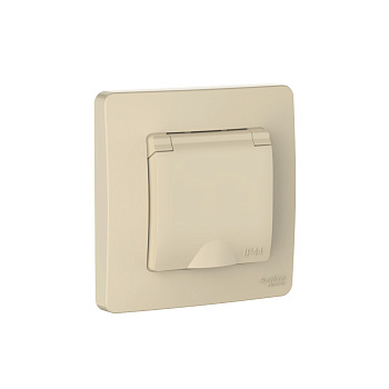 Systeme Electric Blanca внутр Беж Розетка с/з IP44 со шторками, с крышкой, 16А, 250В