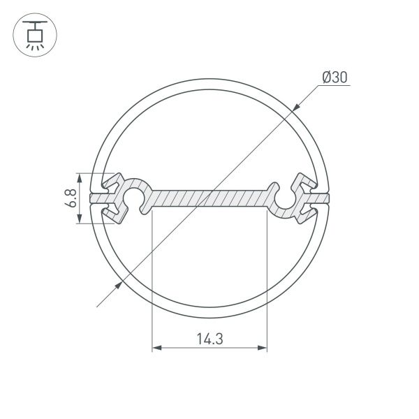 Купить Arlight Профиль ROUND-D30-DUAL-2000 ANOD (Алюминий) 029114