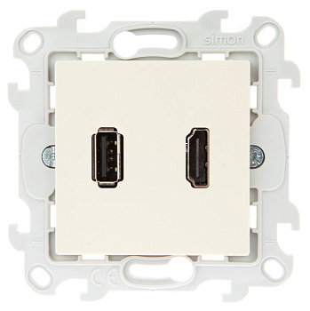 Simon 24 Слоновая кость Коннектор HDMI+USB 2.0 2411095-031