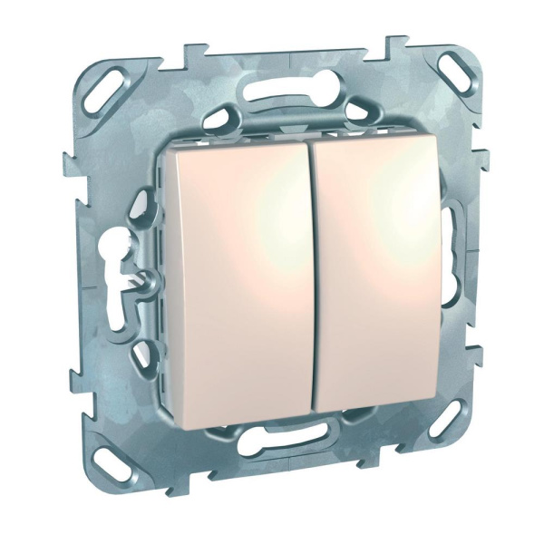 Купить SE Unica Бежевый Выключатель 2-клавишный (сх.5) MGU5.211.25ZD