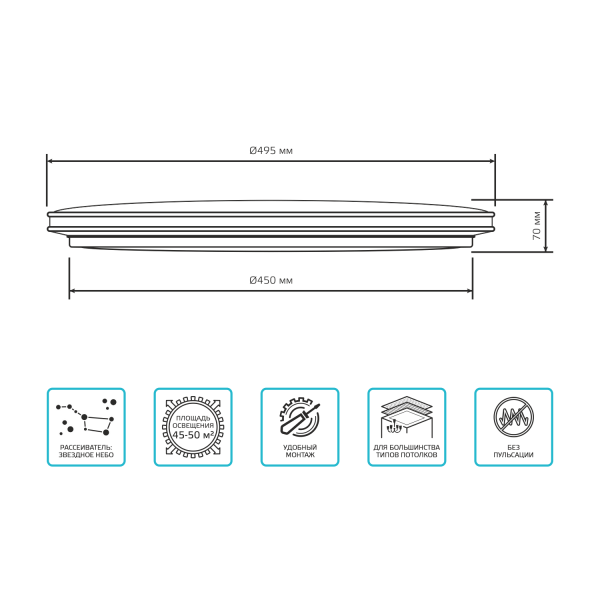 Купить Gauss Светильник Basic Space Line НПС 55W 4700lm 4000K  220-240V IP20 485*75 LED 1/10 995440260