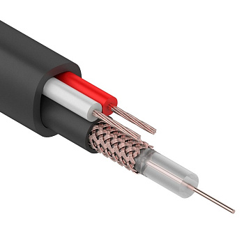 Кабель для видеонаблюдения KBK-П- 2x0,75мм², 200м., черный OUTDOOR Rexant 01-4015