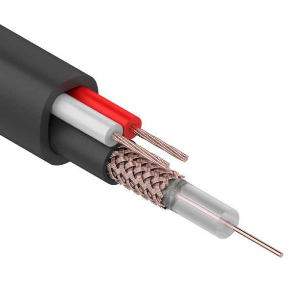 Кабель для видеонаблюдения KBK-П- 2x0,75мм², 200м., черный OUTDOOR Rexant 01-4015