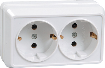 IEK OKTAVA РС22-3-ОКм Розетка 2местн. с з/к 16А откр.уст. (кремовый)
