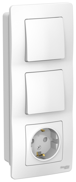 Купить Systeme Electric Blanca внутр Бел Блок: Розетка з/к шт 16А, 250В+выкл1кл.+выкл 1кл.