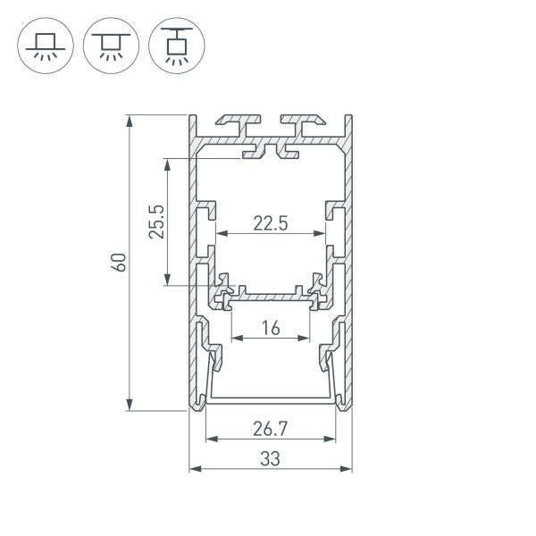 Купить Arlight Профиль с экраном S2-LINE-3360-2500 ANOD+OPAL (Алюминий) 021171