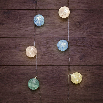 NEON-NIGHT Тайские фонарики «Пудра» 1,5 м, прозрачный ПВХ, 10 LED, теплый белый, питание 2 х АА (батарейки не в комплекте) 303-089