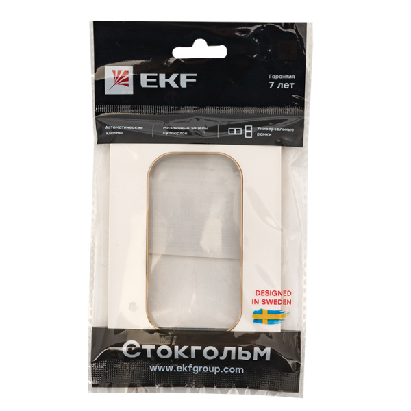 Купить EKF PROxima Стокгольм Белый Линия шампань Рамка для розетки 2-ой