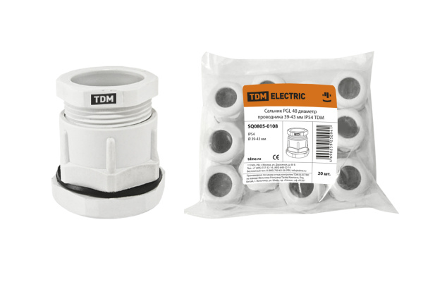 TDM Сальник PGL 48 диаметр проводника 39-43 мм IP54 SQ0805-0108