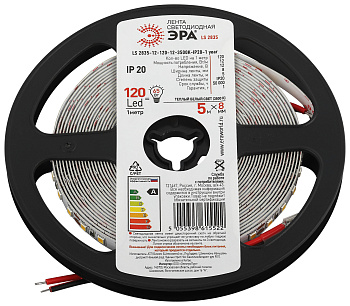 ЭРА Светодиодная лента ЭРА LS2835 12-120-12-3500K-IP20-1 year-5m нейтральный белый свет