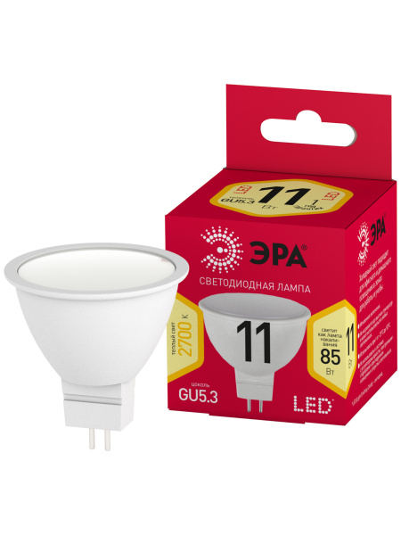 ЭРА Лампочка светодиодная RED LINE LED MR16-11W-827-GU5.3 R GU5.3 11 Вт софит теплый белый свет