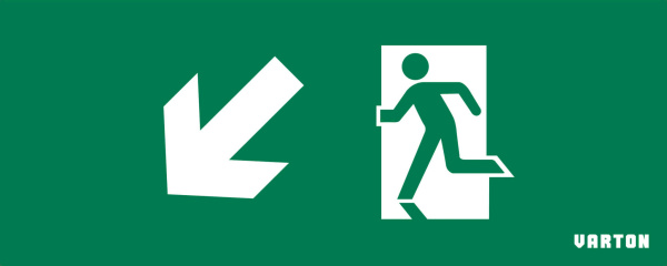 Varton пиктограмма "ФИГУРА / СТРЕЛКА ВЛЕВО ВНИЗ" для аварийно-эвакуационного светильника ip20 V1-R0-70354-21A01-2019