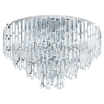 Eglo AGRIGENTO Светильник потолочный , 10x25W(E14), Ø780, H680, сталь, хром/хрусталь, прозрачный 39625