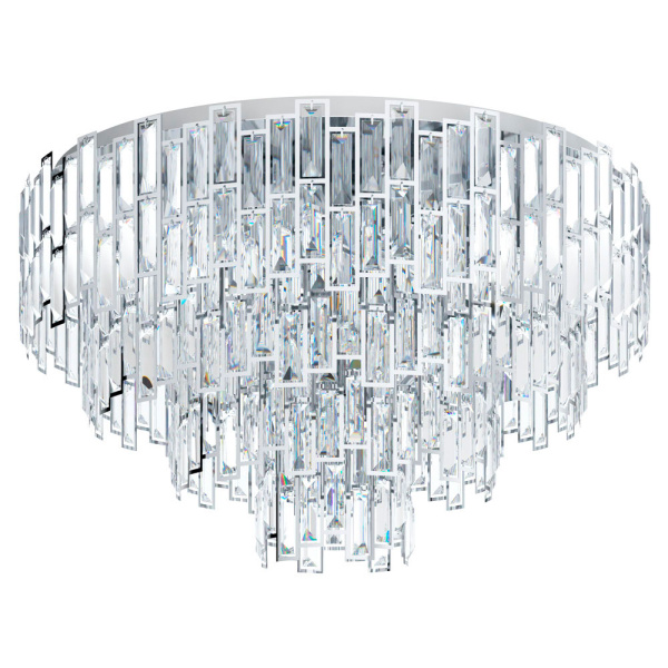 Eglo AGRIGENTO Светильник потолочный , 10x25W(E14), Ø780, H680, сталь, хром/хрусталь, прозрачный 39625