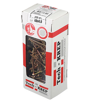 Tech-Krep Саморезы универсальные  40х4,0 мм (200 шт) желтые - коробка с ок. 102245