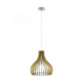 Eglo Подвес TINDORI, 1х60W(E27), Ø380, сталь, никель матовый/дерево, клен 96258