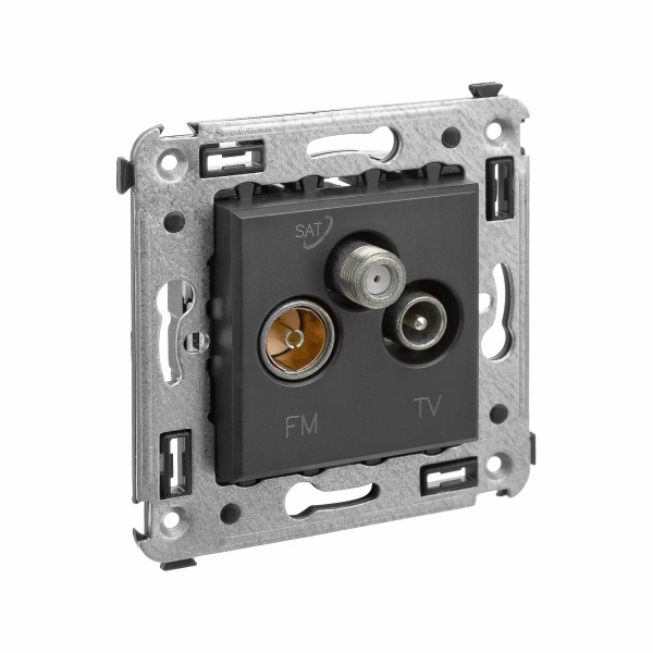 Купить DKC Розетка TV-FM-SAT в стену, "Avanti", "Черный матовый"