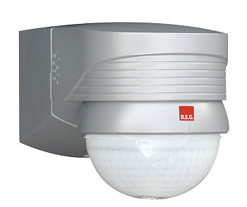 BEG Серебро Датчик движения уличный 280°, радиус действия 16м., защита от подкрадывания 360°, IP54 91048