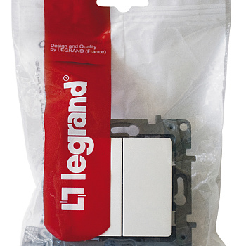 Legrand Etika Белый Переключатель 2-клавишный, 10А, Автоматические клеммы 672212