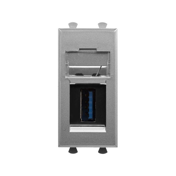 DKC USB 3.0 розетка модульная, тип А-А, "Avanti", "Закаленная сталь", 1модуль