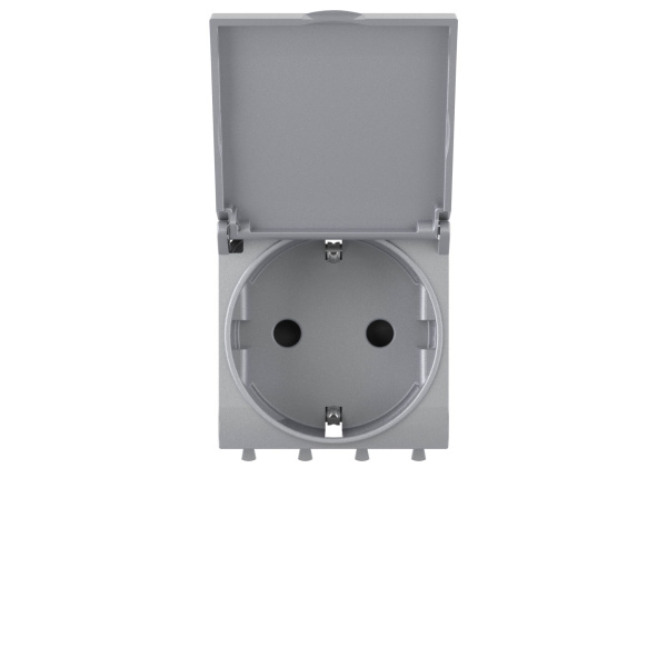 Купить DKC Розетка с крышкой модульная, 2P+E, с з/ш, "Avanti", "Закаленная сталь",2 модуля