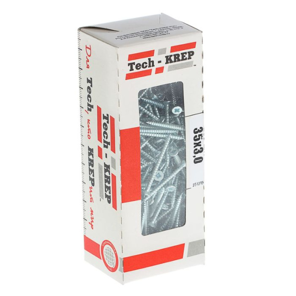 Tech-Krep Саморезы универсальные  35х3,0 мм (200 шт)  оцинкованные - коробка с ок. Tech-Kr 102165