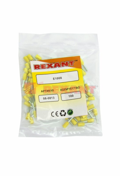 Купить Наконечник штыревой втулочный изолированный F-8мм 1мм² (НШВи 1.0-8) желтый На 35% дешевле 08-0813-010 Rexant