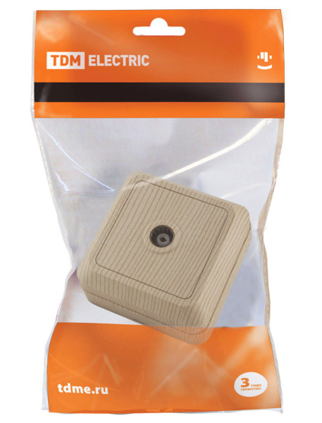 Купить TDM Розетка TВ простая (0-2400 Гц, "мама") открытой установки, IP20 сосна "Ладога" SQ1801-0058