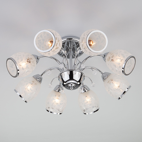 Eurosvet Потолочная люстра со стеклянными плафонами 30026/8 хром 00000073710