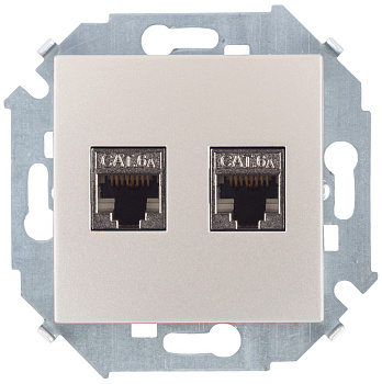 Simon 15 Шампань Розетка компьютерная двойная 2хRJ45 кат.6A (АМР, FTP) 1591564-034