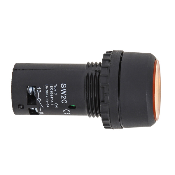 Купить EKF PROxima Кнопка SW2C-10D с подсветкой желтая NO 24В