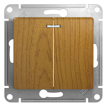Systeme Electric Glossa Дерево Дуб Выключатель 2-клавишный с подсветкой, сх.5а