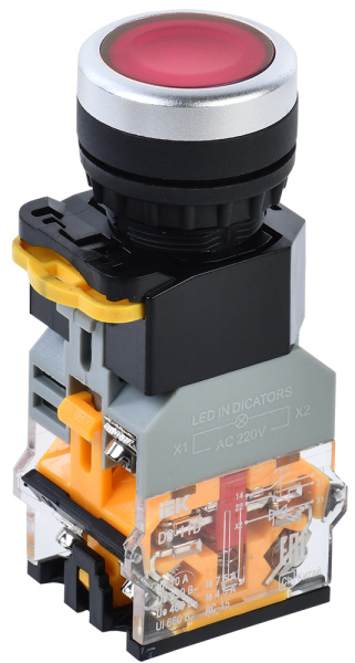 IEK Кнопка D8-11D d=22мм 1з+1р с подсветкой красная