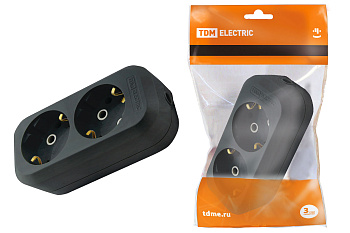 TDM Колодка розеточная 2 гнезда 2П+З 16А 250В черная SQ1806-0115