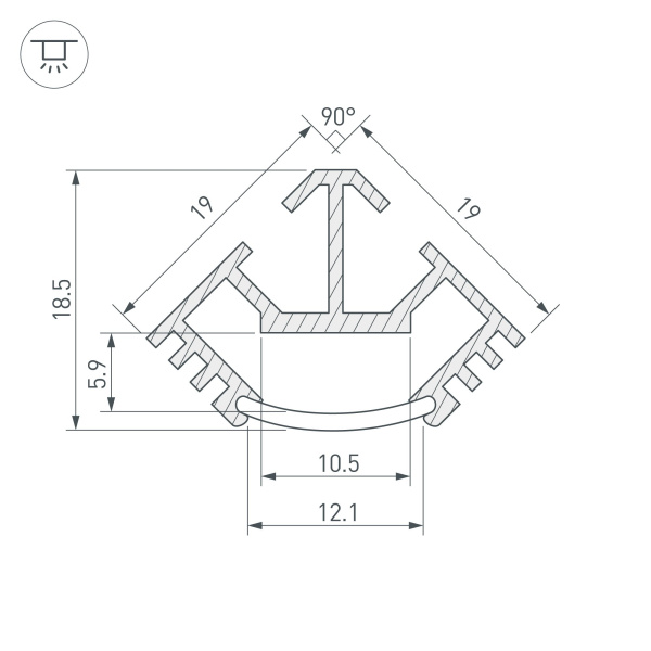 Купить Arlight Профиль T45-2000 (CT) ANOD (Алюминий) 016942