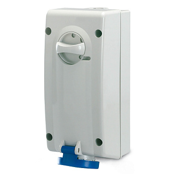 DKC Розетка настенная с механической блокировкой и боковым расположением разъема IP44 16А 2P+E 230В