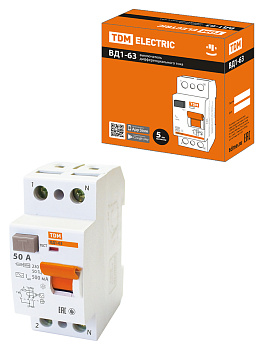 TDM УЗО ВД1-63 2Р 50А 500мА SQ0203-0094