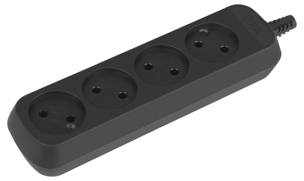 ЭРА Колодка KX-4-B 4 розетки без зазeмления черная