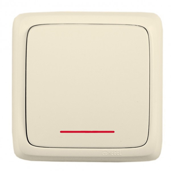 Hegel Альфа наруж Слоновая кость ВА10-164-01 Переключатель 1-клавишный с индикацией, с изол. пластиной