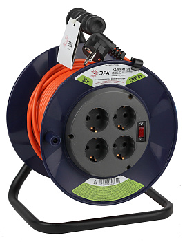 ЭРА RPx-4es-3х0.75-20m Удлинитель силовой на пластиковой катушке c/з 4 гн 20м ПВС 3х0.75