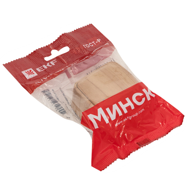 Купить EKF Basic Минск Светлое дерево Выключатель 1-кл, 10А, ОП