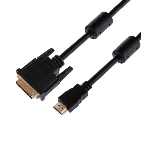 Шнур HDMI - DVI-D gold 5М с фильтрами Rexant 17-6306