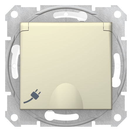 SE Sedna Беж Розетка 1-я с/з с защитными шторками с крышкой IP44 SDN3100347