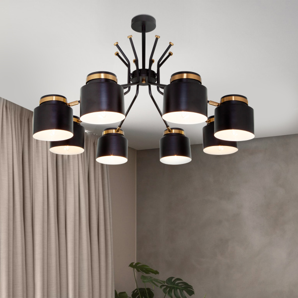 Купить Eurosvet Потолочная люстра с металлическими плафонами 70133/8 черный a057400