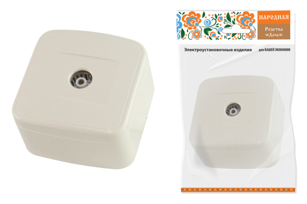 TDM Розетка TВ простая (0-2400 Гц,  "мама") открытой установки, IP20 сл. кость "Дача" Народная SQ1824-0026